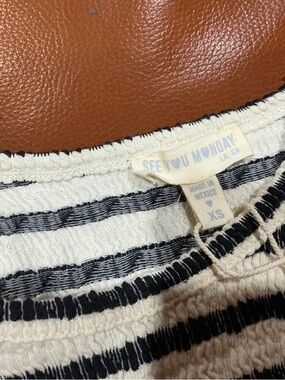 See You Monday Black & White Striped gauze slip dress
